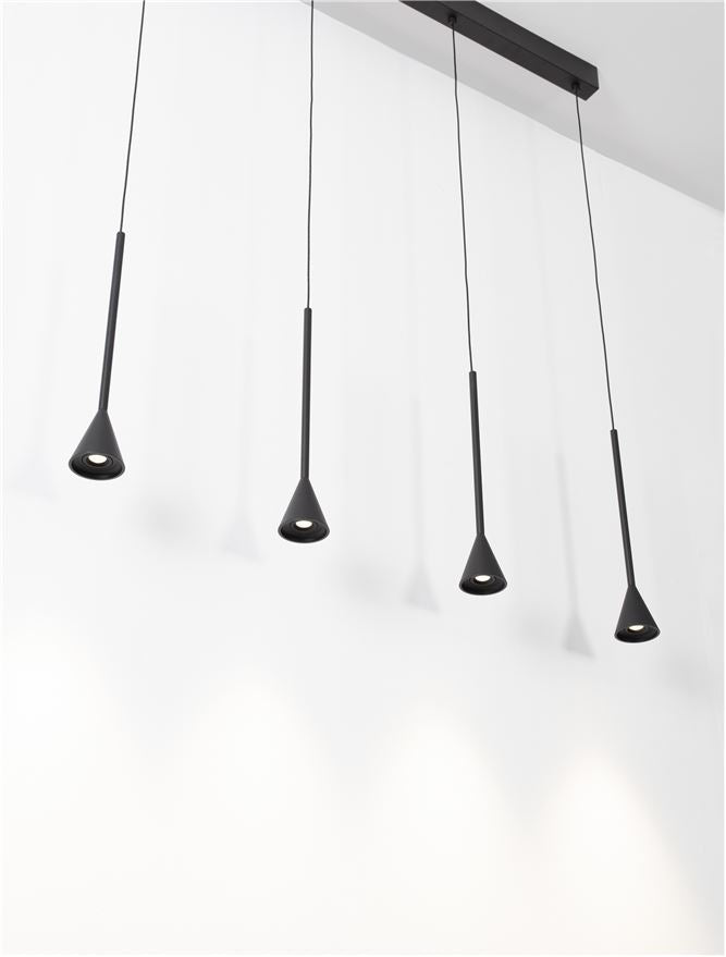 Висящо осветително тяло (пендел) NET LED 27W 220-240V Триак димируем Матово черен алуминий Регулируема височина L110 W3.5 H150см