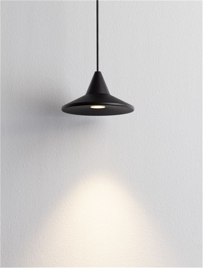 Висящо осветително тяло (пендел) DRO LED 6W 220-240V Триак димируем Матово черен алуминий Регулируема височина ⌀9.2 H150см