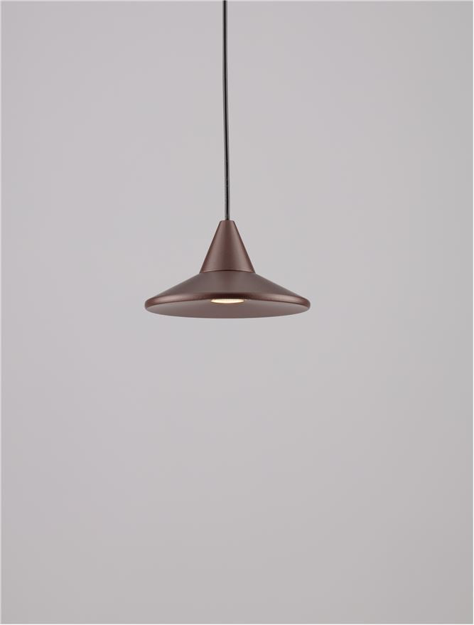 Висящо осветително тяло (пендел) DRO LED 6W 220-240V Триак димируем Кафяв алуминий Регулируема височина ⌀9.2 H150см