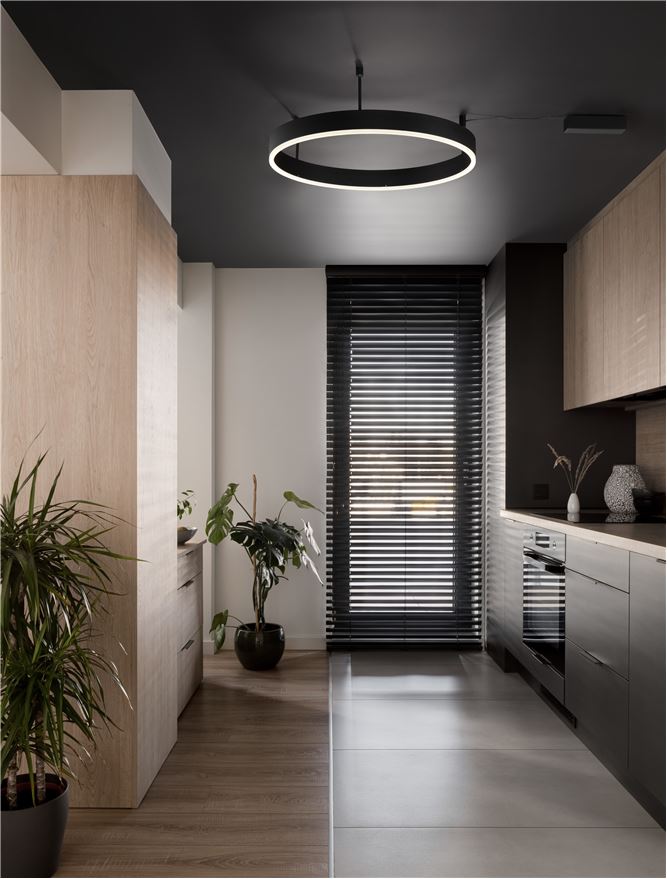 Висящо осветително тяло (пендел) MOTIF 46W LED 3000K Триак димируем Пясъчно черен алуминий акрил