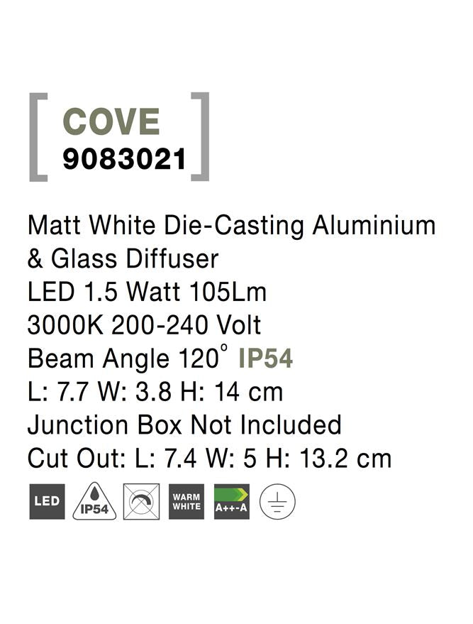 Външен аплик COVE 1.5W Пясъчно бял леят алуминий
