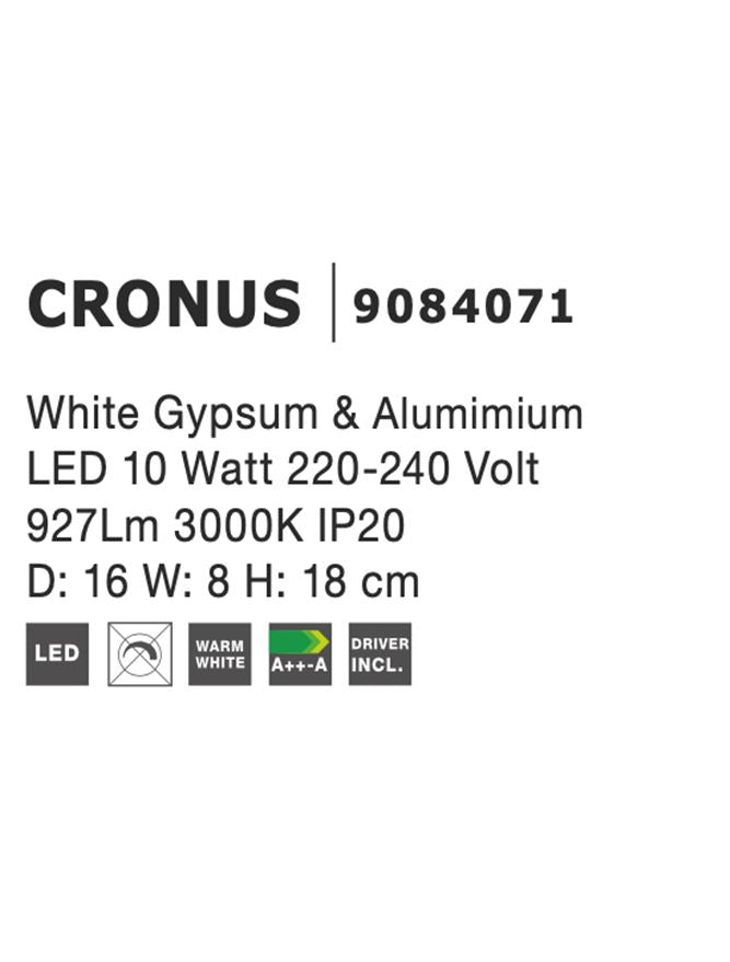 Висящо осветително тяло (пендел) CRONUS 10W Бял гипс и алуминий