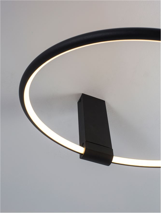 Висящо осветително тяло (пендел) GARVE 30W LED Пясъчно черен алуминий и акрил ⌀40 H60см Регулируема Триак димируем
