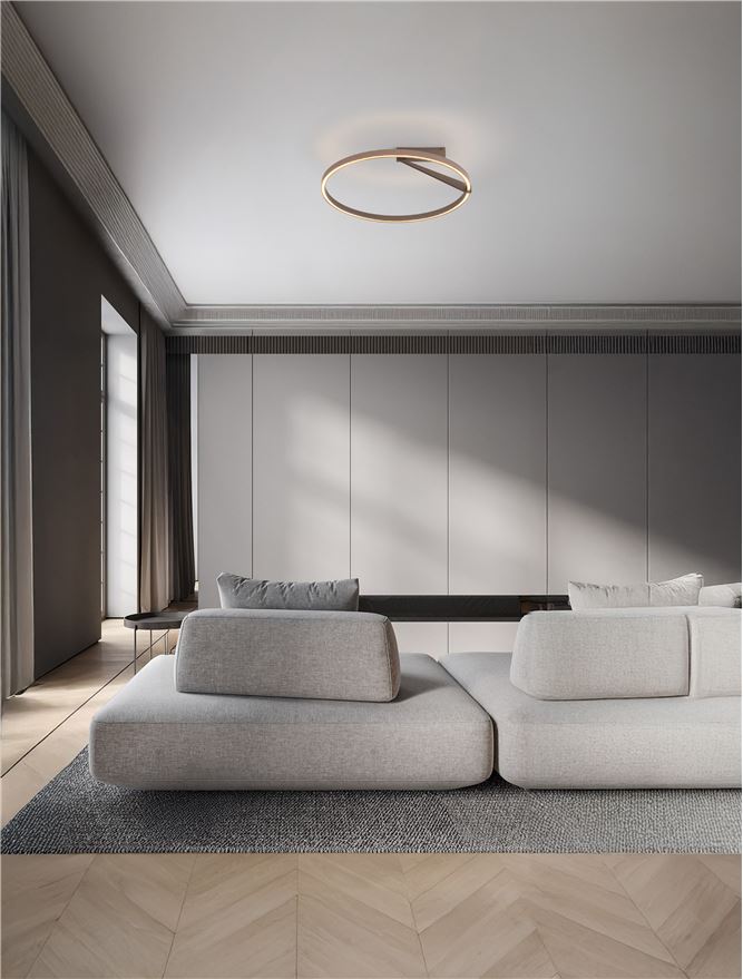 Висящо осветително тяло (пендел) TILIA LED 44W 220-240V Шампанско злато алуминий ⌀60 H20см нагоре и надолу