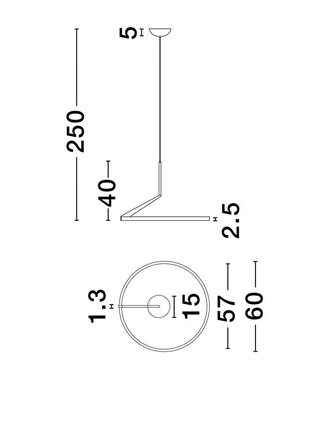 Висящо осветително тяло (пендел) TILIA LED 31W 220-240V Шампанско злато алуминий ⌀60 H250см нагоре и надолу