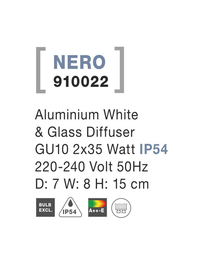 Външен аплик NERO LED GU10 2x10W Пясъчно бял алуминий нагоре/надолу
