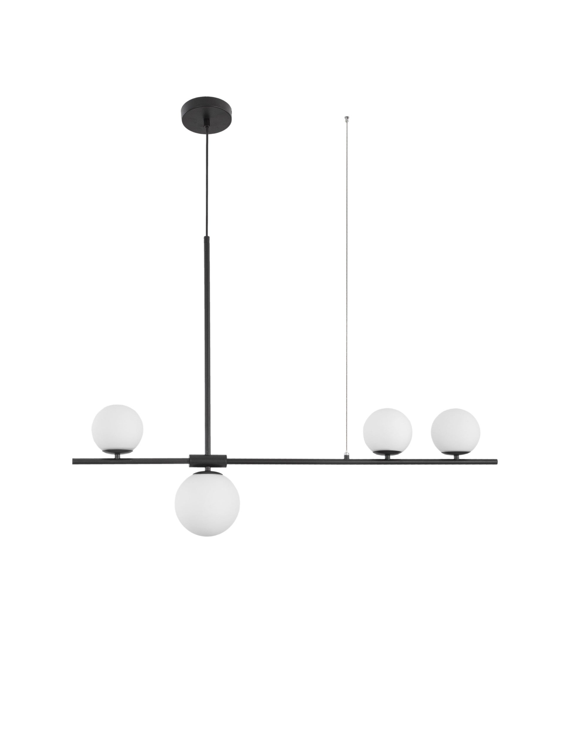 Висящо осветително тяло (пендел) IMPERO 4x5W G9 Матово черен метал матирано стъкло L100 W15 H120см Регулируема височина