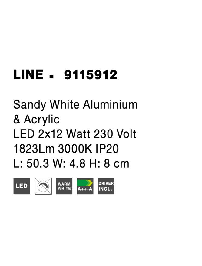 Висящо осветително тяло (пендел) LINE 2x12W Пясъчно бял алуминий и акрил