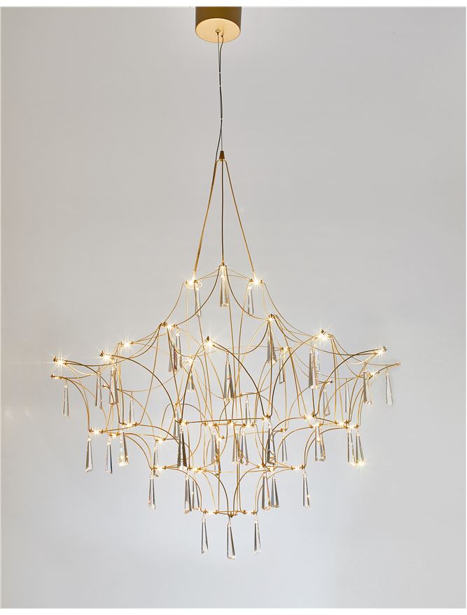 Висящо осветително тяло (пендел) GORO 18W Прозрачно кристално и златист метал