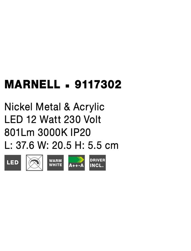 Висящо осветително тяло (пендел) MARNELL 12W Никел и акрил