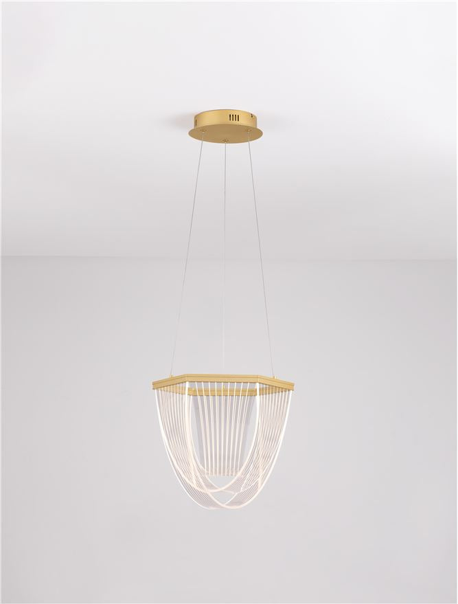 Висящо осветително тяло (пендел) VALENTIN 20W LED Матово златен алуминий акрил