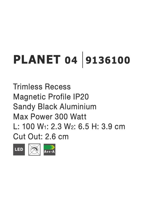 Магнитен спот 48V PLANET Trimless вграден Пясъчно черен алуминий