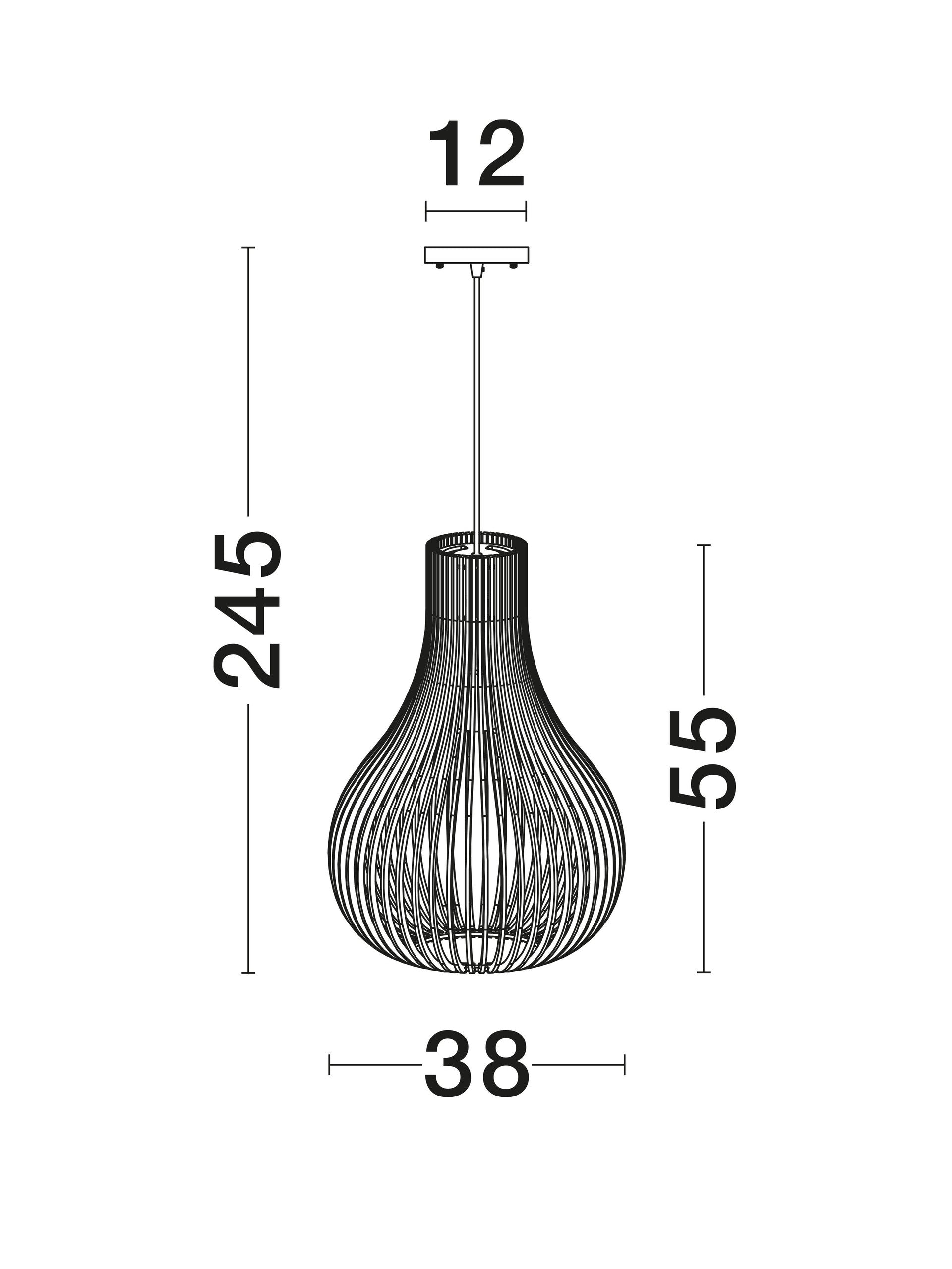Висящо осветително тяло (пендел) SOHO 12W LED Натурално дърво Кафяв текстилен кабел