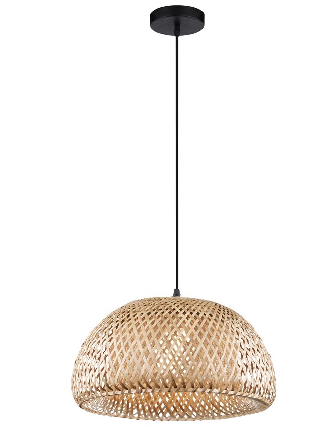 Висящо осветително тяло (пендел) SCARLET 12W LED Натурален бамбук Черен PVC кабел