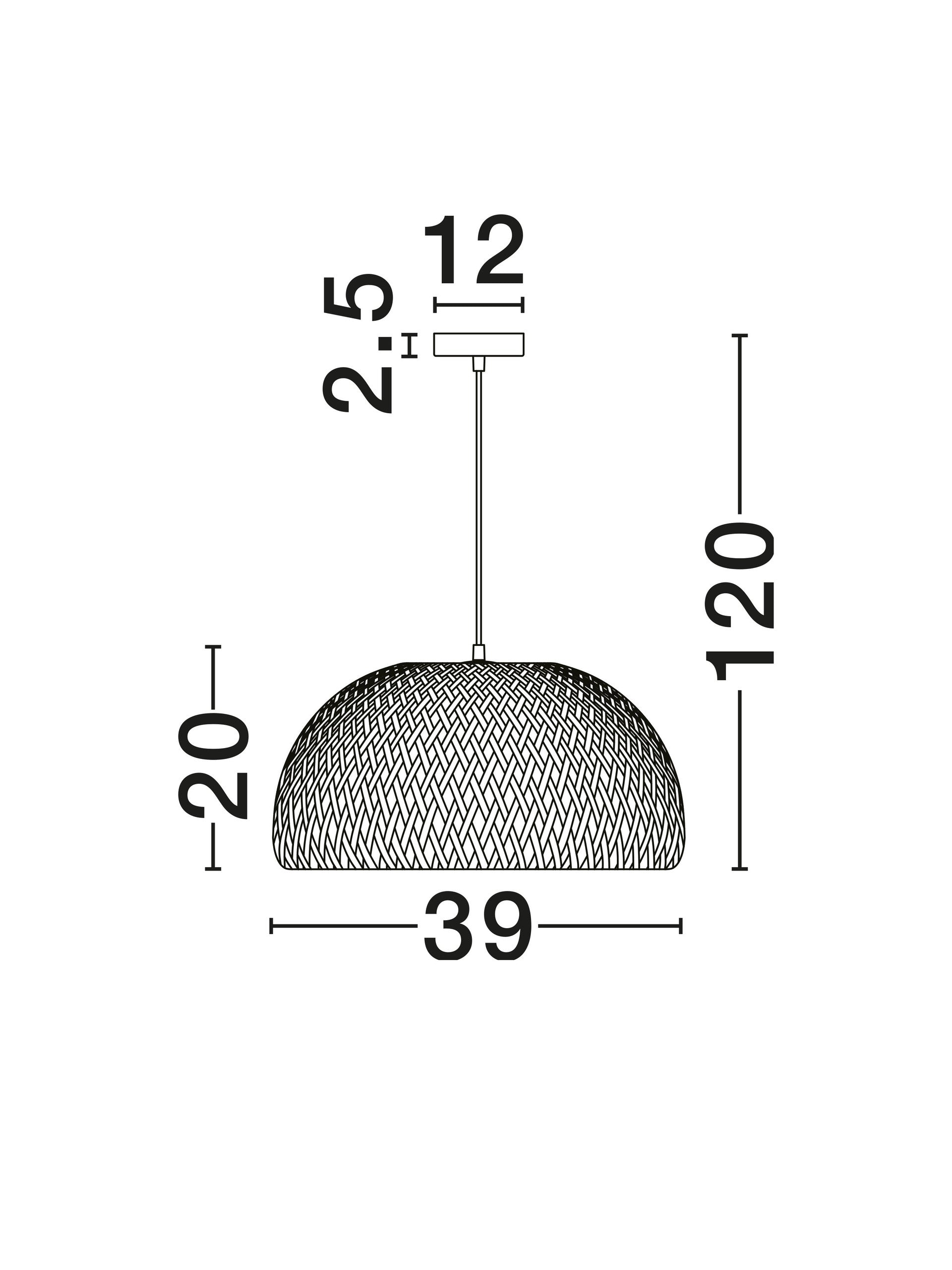 Висящо осветително тяло (пендел) SCARLET 12W LED Натурален бамбук Черен PVC кабел