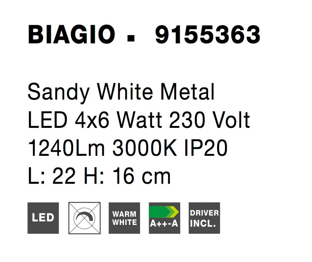 Висящо осветително тяло (пендел) BIAGIO LED 24W Пясъчно бял метал въртящ се