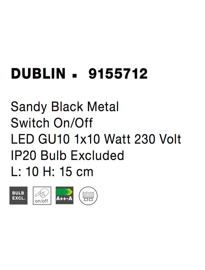 Висящо осветително тяло (пендел) DUBLIN LED GU10 10W Пясъчно черен метал въртящ се