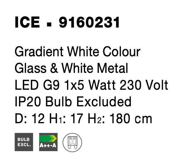 Висяща лампа ICE 5W G9 бял градиент бял метал