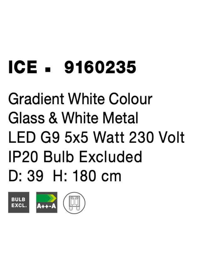 Висящо осветително тяло (пендел) ICE 25W G9 Бял Градиент Бял метал