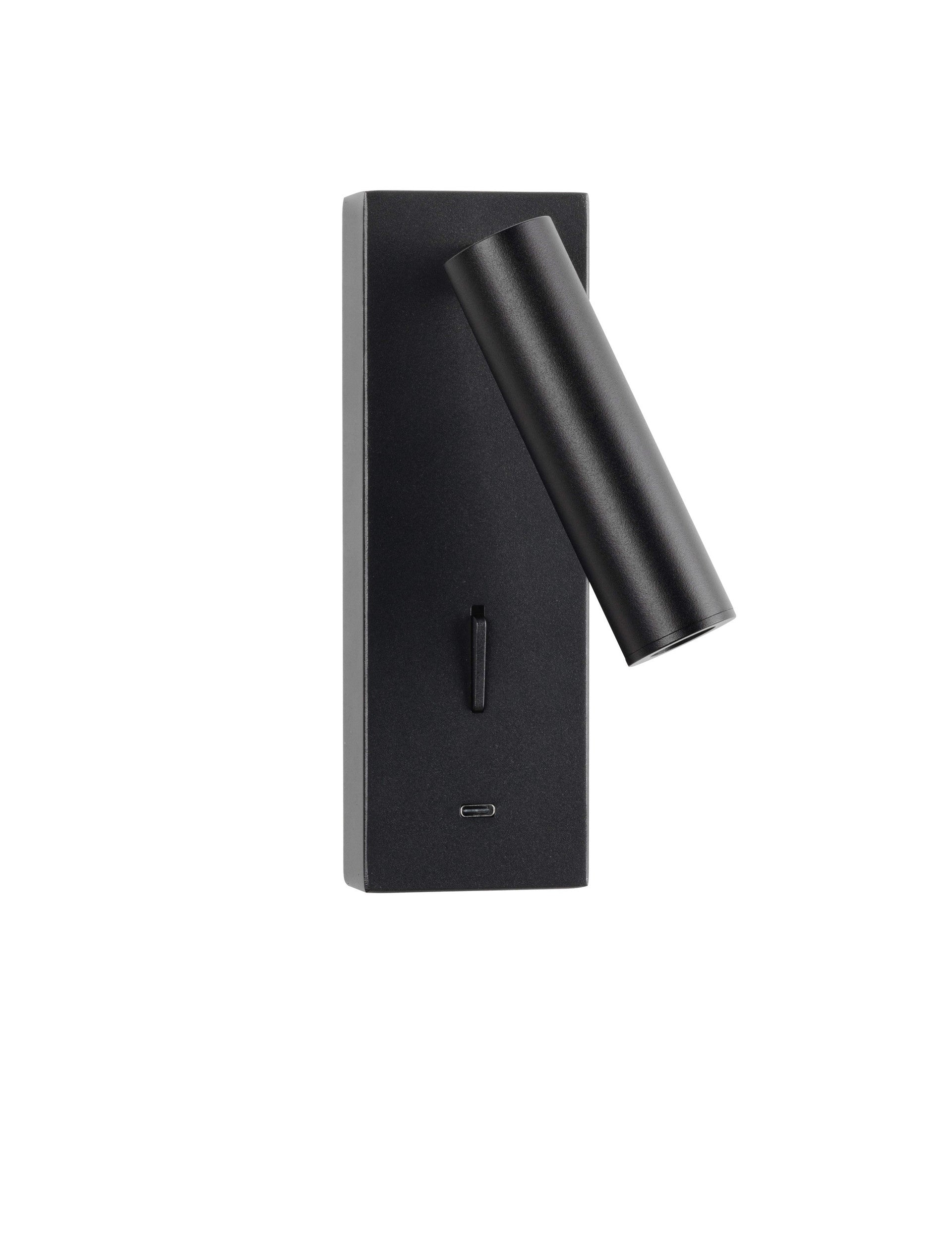 Висяща лампа FUSE 3W, черна, алуминиева, с USB и регулируема