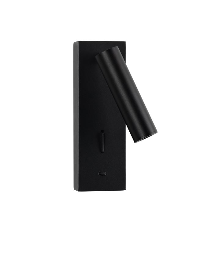 Висящо осветително тяло (пендел) FUSE 3W Черен алуминий с USB и регулируем