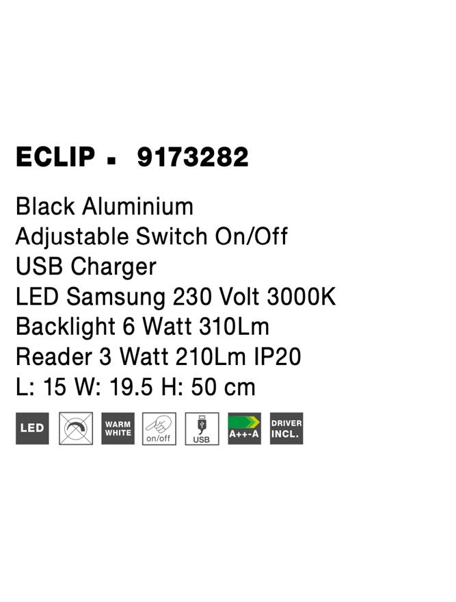 Висящо осветително тяло (пендел) ECLIP 6W 310Lm USB Зарядно Матово черен алуминий