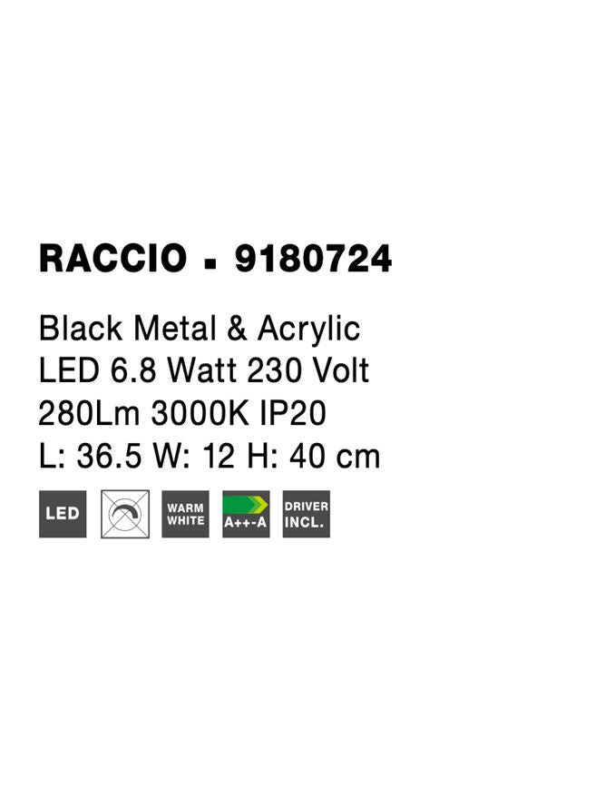 Висящо осветително тяло (пендел) RACCIO 5W Матово черен метал и акрил