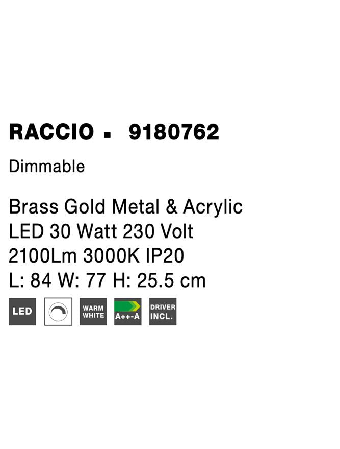 Висящо осветително тяло (пендел) RACCIO 32W Златист месинг метал и акрил Триак димируем