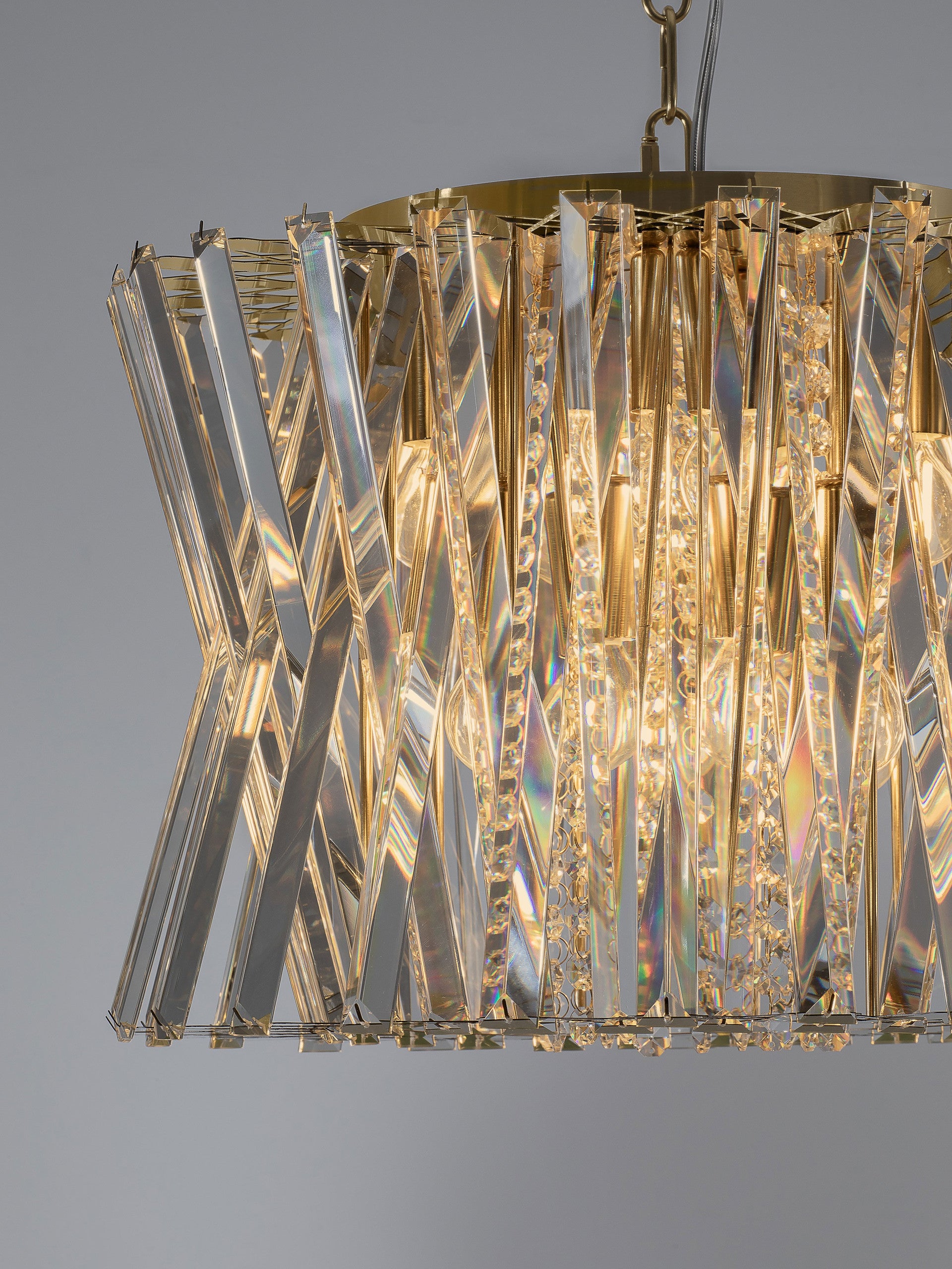 Подова лампа ESTRELLA LED E14 8x5W Кристал Златист месинг