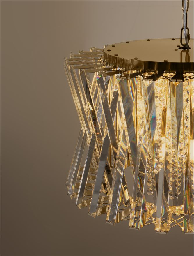 Подова лампа ESTRELLA LED E14 12x5W Кристал Златист месинг