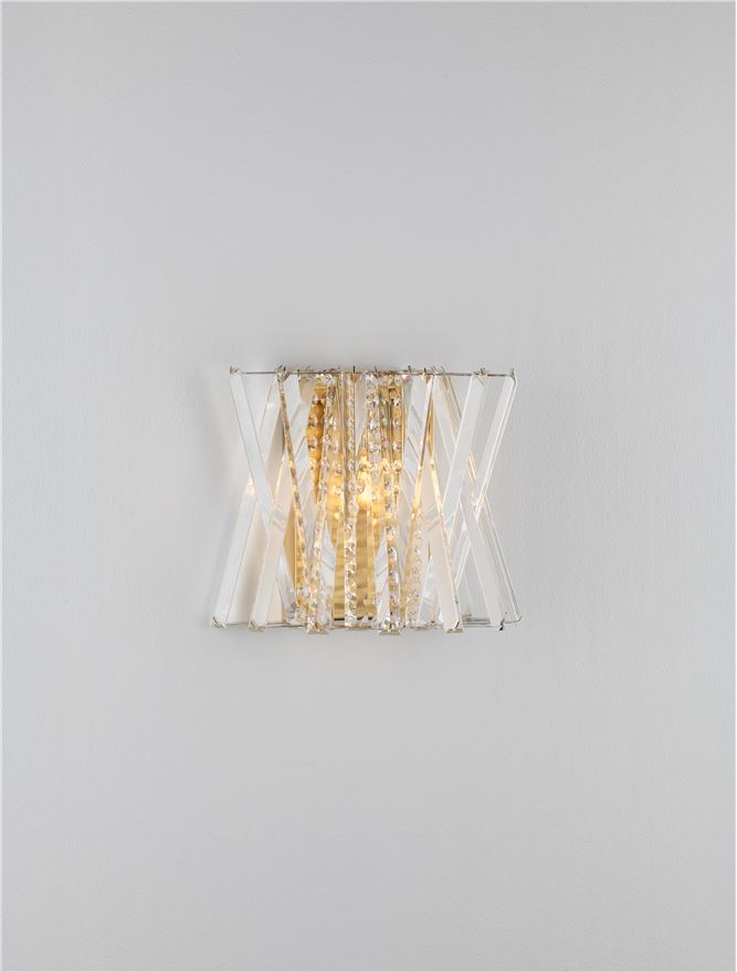 Настолна лампа ESTRELLA LED E14 2x5W Кристал Златист месинг