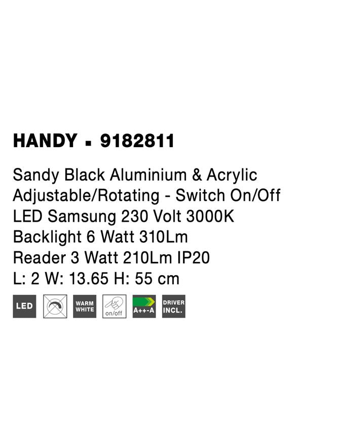 Висящо осветително тяло (пендел) HANDY LED 6W Пясъчно бял алуминий и акрил Регулируем