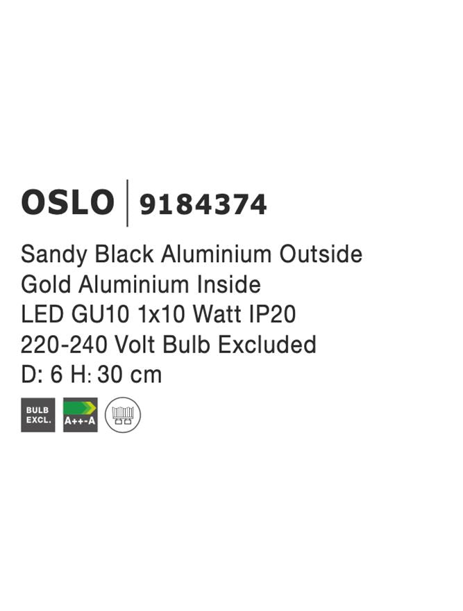 Техническо осветление OSLO LED GU10 35W Пясъчно черен ⌀6 H30см