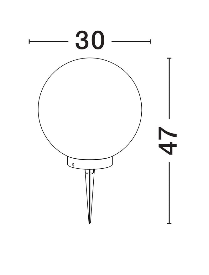 Градинска лампа MOON LED E14 5W Пясъчно бял ⌀30 H30см +19см колче IP65
