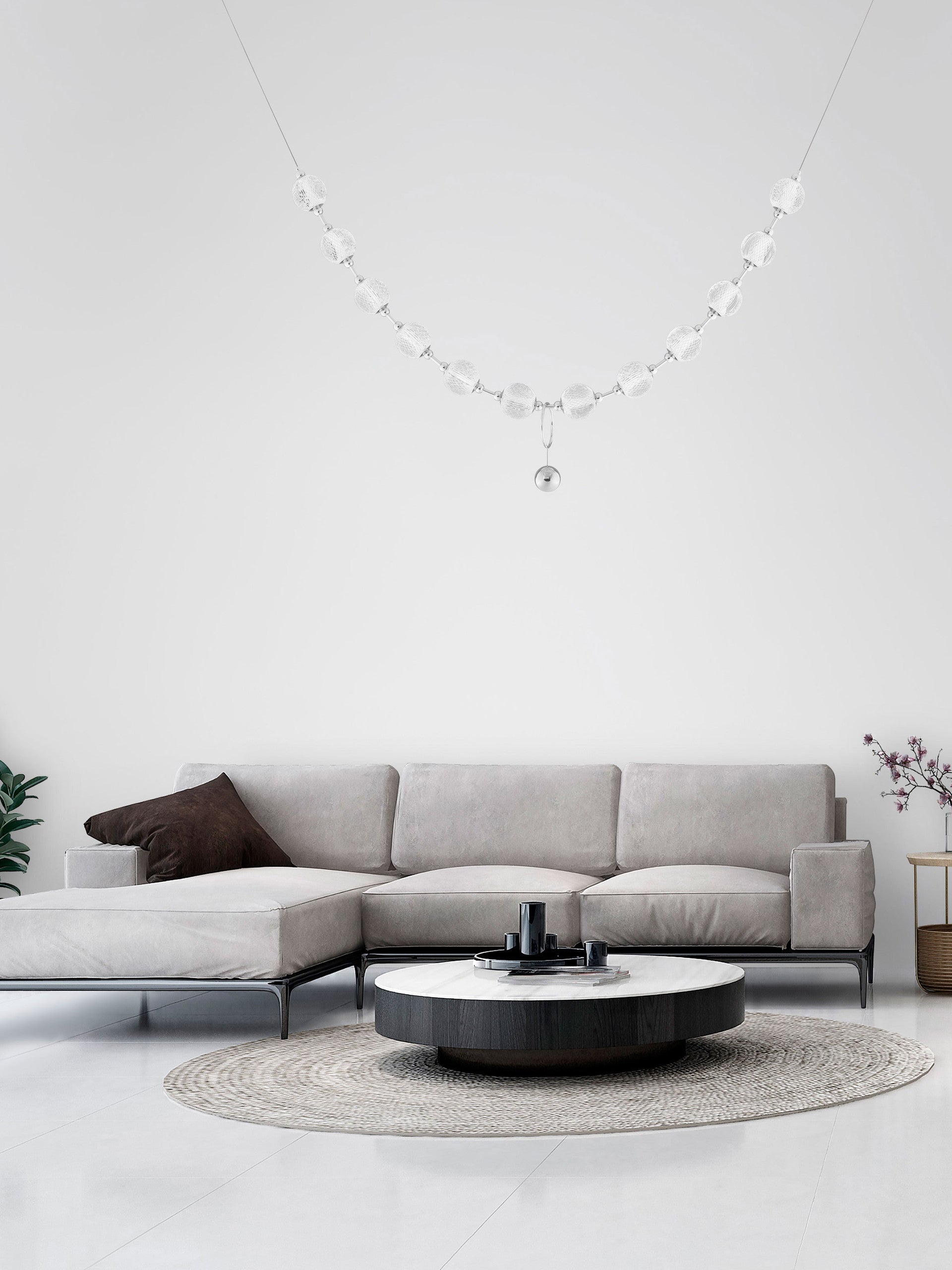 Висящо осветително тяло (пендел) BRILLANTE 49W LED Хром алуминий и акрил L185 H120см Регулируема височина