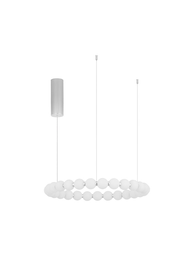 Висящо осветително тяло (пендел) PERLA 56W LED Хром метал и опалово стъкло D62 H200см Регулируема височина