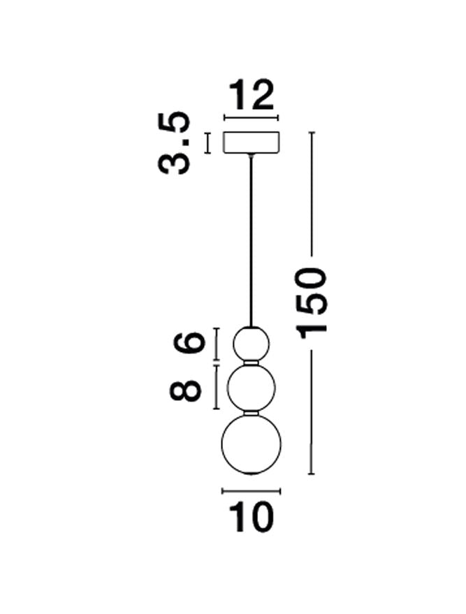 Висящо осветително тяло (пендел) PERLA 11W LED Хром метал и опалово стъкло D10 H150см Регулируема височина