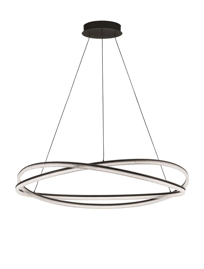 Висящо осветително тяло (пендел) OFELIA 68W LED Пясъчно черен алуминий и структурен акрил ⌀95 H150см