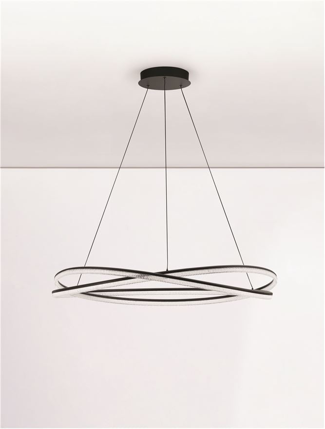 Висящо осветително тяло (пендел) OFELIA 68W LED Пясъчно черен алуминий и структурен акрил ⌀95 H150см