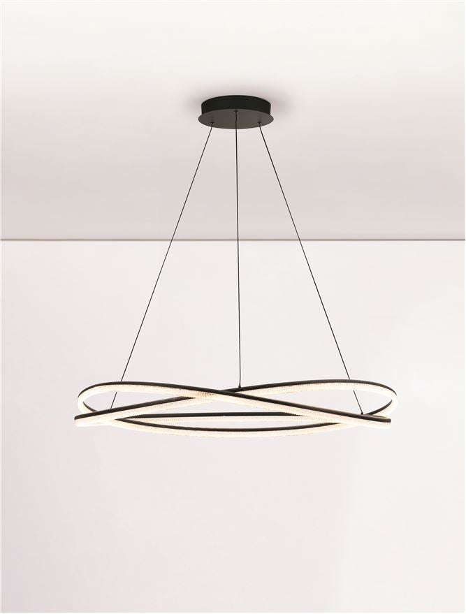Висящо осветително тяло (пендел) OFELIA 68W LED Пясъчно черен алуминий и структурен акрил ⌀95 H150см