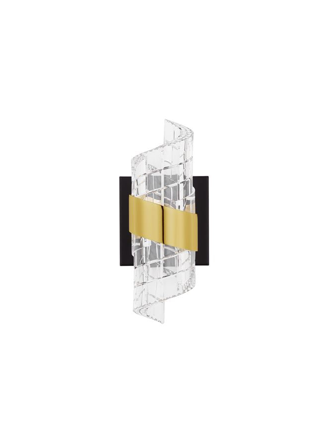 Настолна лампа SENECA 9W Златен метал Прозрачен акрил Пясъчно черен L10 W12.3 H22см