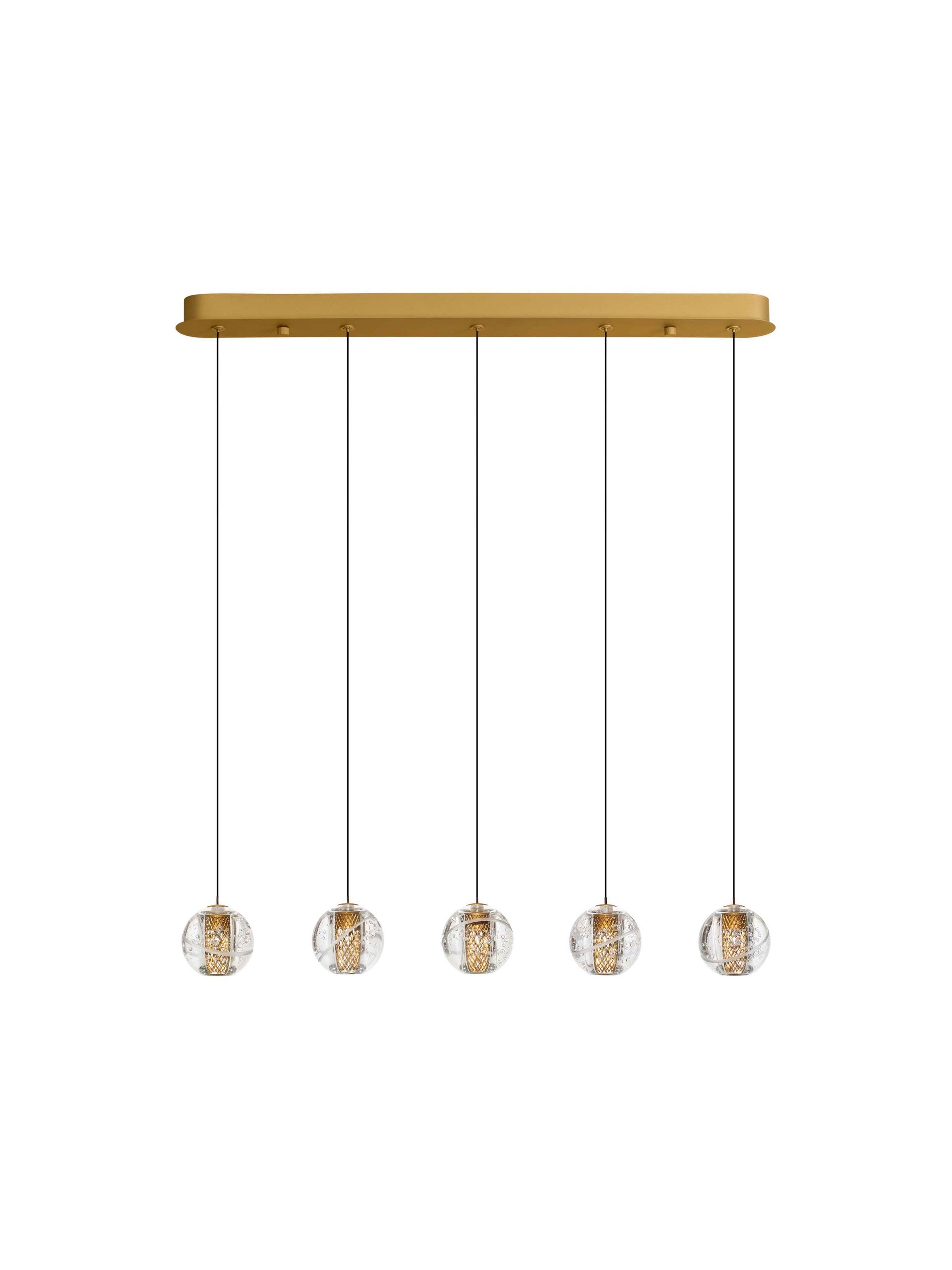 Висяща лампа (пендел) LICIO 16W LED златен месинг и стъкло Д84 Ш10 В150см