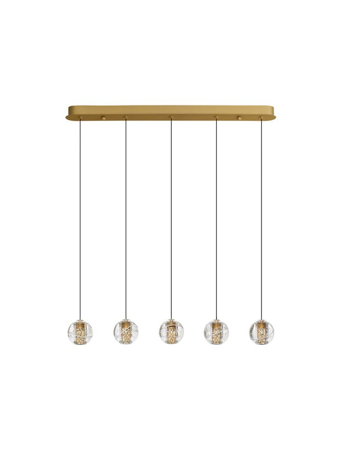 Висящо осветително тяло (пендел) LICIO 16W LED Златист месинг и стъкло L84 W10 H150см