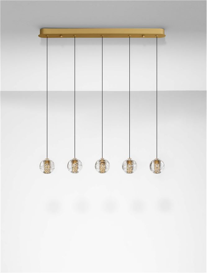 Висящо осветително тяло (пендел) LICIO 16W LED Златист месинг и стъкло L84 W10 H150см