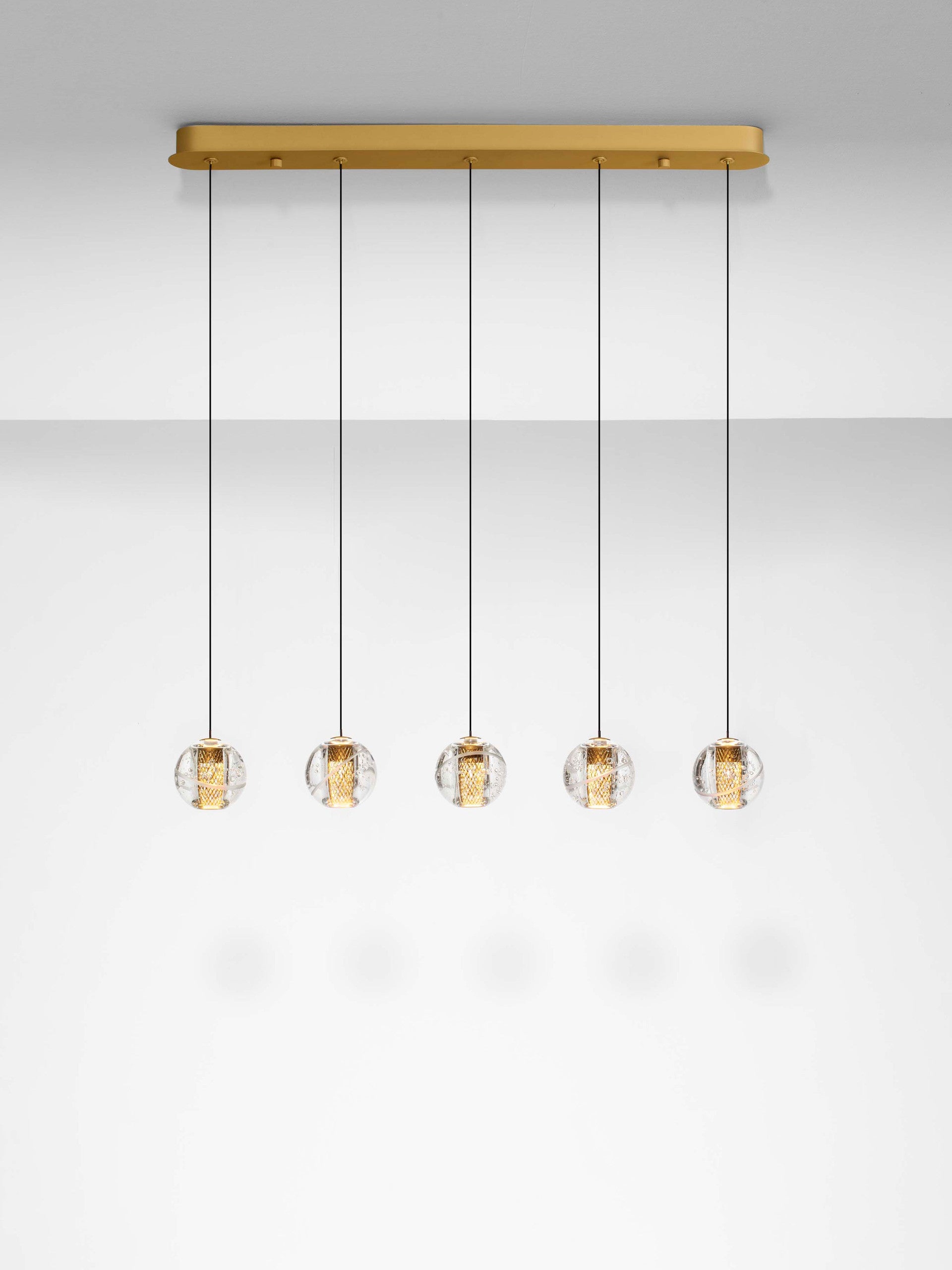 Висяща лампа (пендел) LICIO 16W LED златен месинг и стъкло Д84 Ш10 В150см
