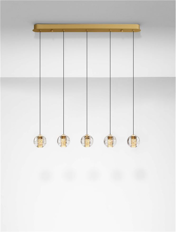 Висящо осветително тяло (пендел) LICIO 16W LED Златист месинг и стъкло L84 W10 H150см