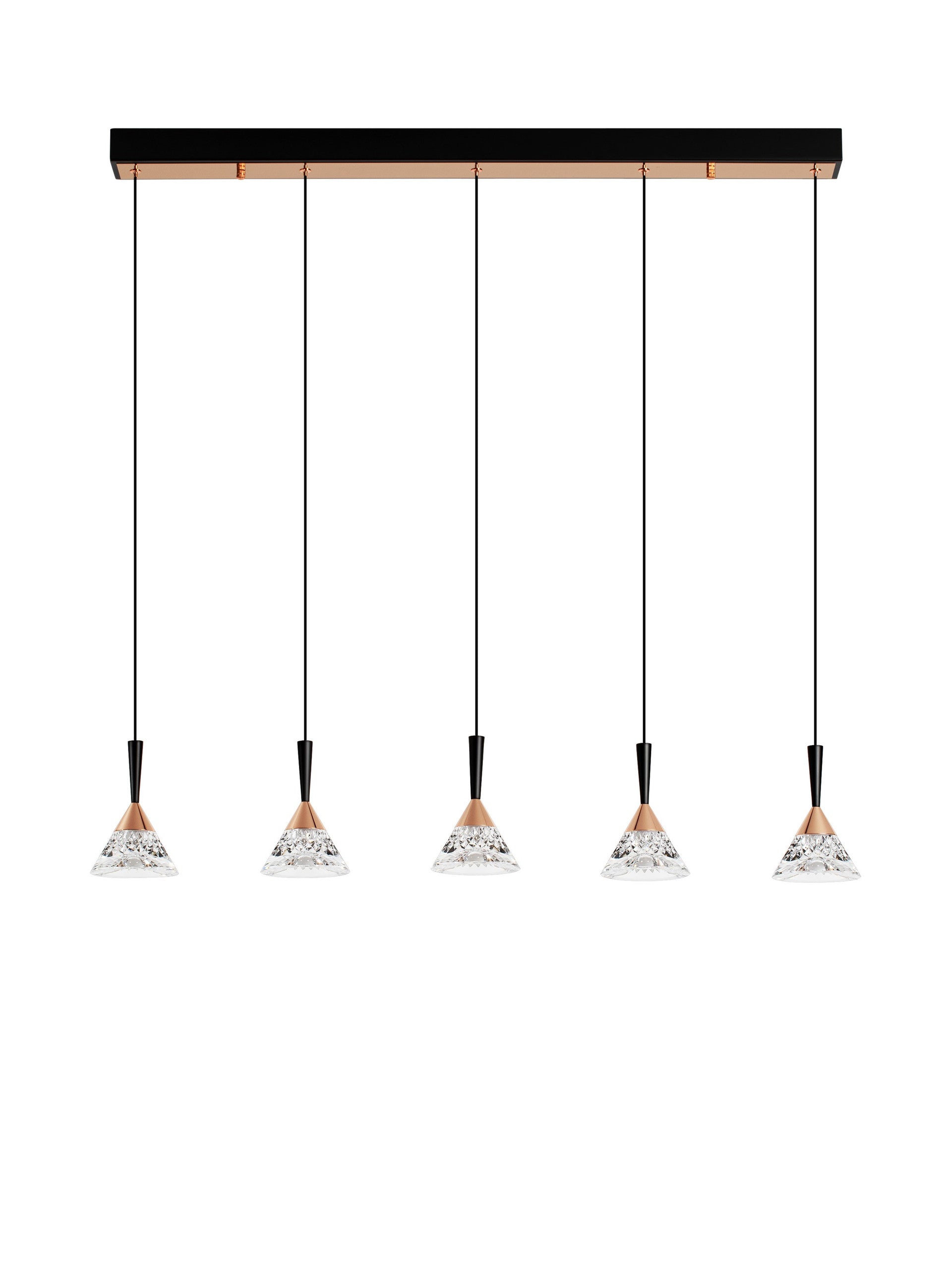 Висящо осветително тяло (пендел) PALUZ 30W LED Матово черен и златист месинг ⌀10.5 L90.5 H150см