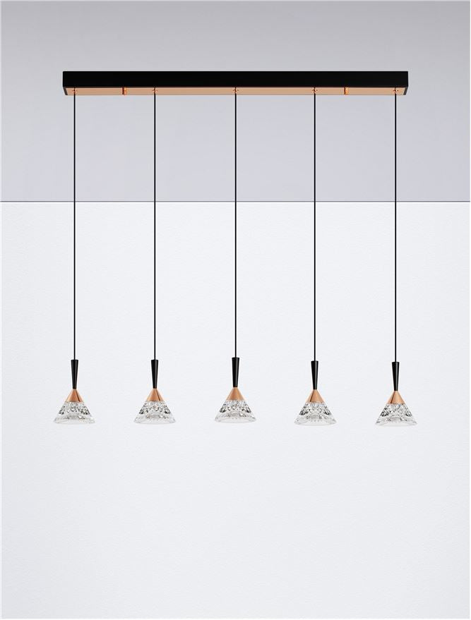 Висящо осветително тяло (пендел) PALUZ 30W LED Матово черен и златист месинг ⌀10.5 L90.5 H150см