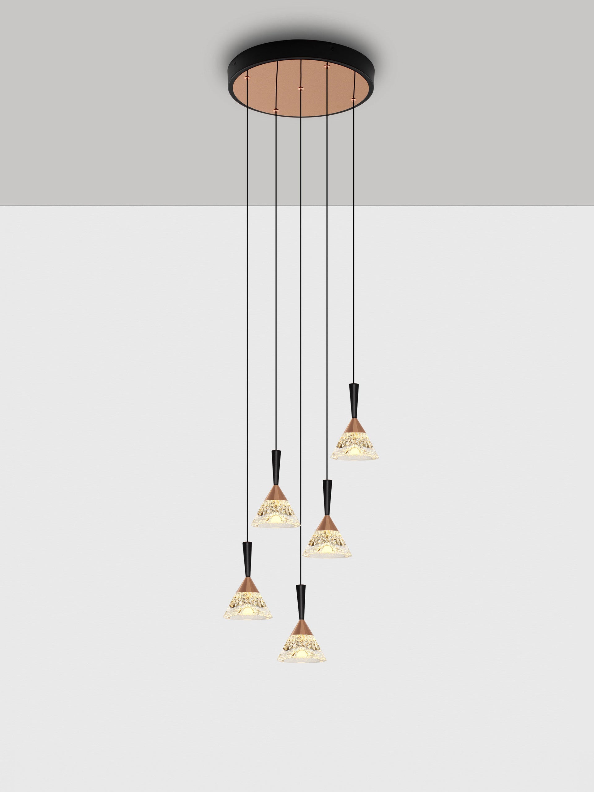 Висяща лампа PALUZ 30W LED, матово черна и месингово златиста, ⌀32 H150cm