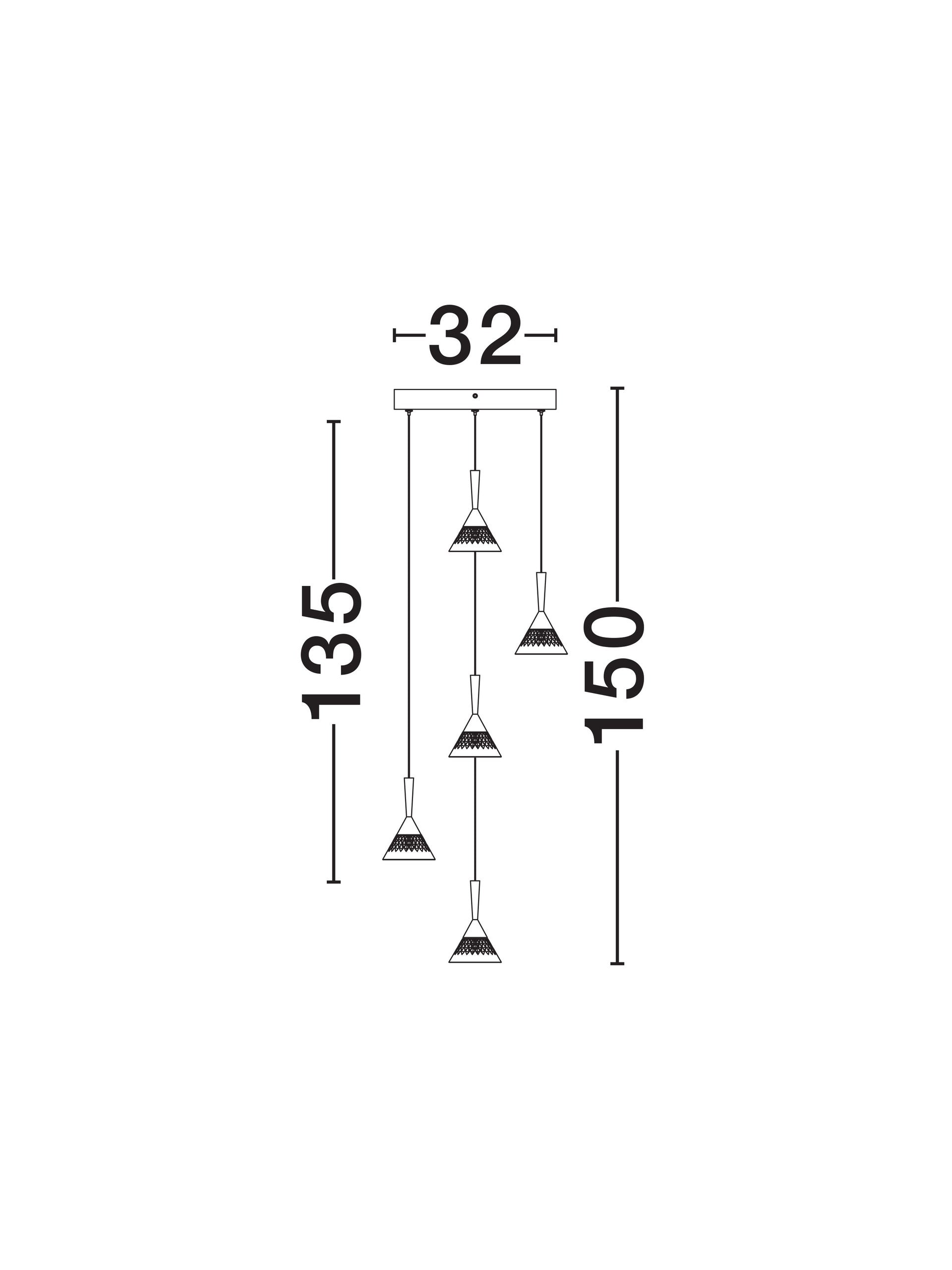 Висяща лампа PALUZ 30W LED, матово черна и месингово златиста, ⌀32 H150cm